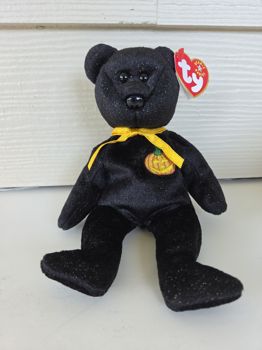 Ty Halloween Beanie Baby Named “HAUNT”-Black w/ Sparkles & Pumpkin, NWT 3/$15